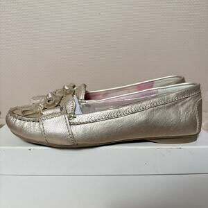 Anne Klein Womens Akkyland Gold Metallic Loafers Size 7 Preppy Work Office